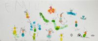 A white and wide paper format with colorful tiny figures.