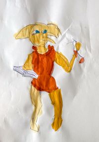A watercolor drawing of the Harry Potter character named Dobby.