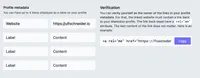 Screenshot of the Mastodon profile area where four meta links can be provided. This actual screenshot shares the linke to my personal website ulfschneider.io